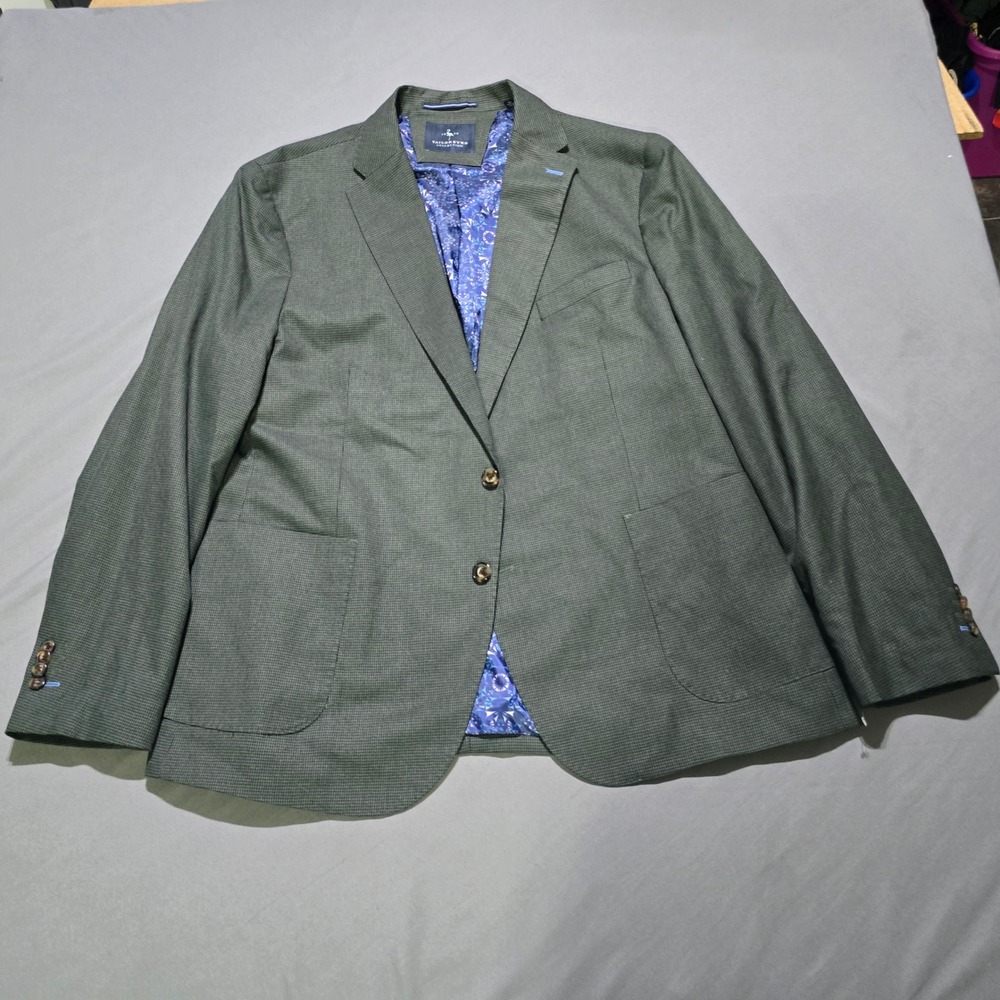 TailorByrd Sport Coat 48R Men Green Micro Check Pattern Geometric Lining